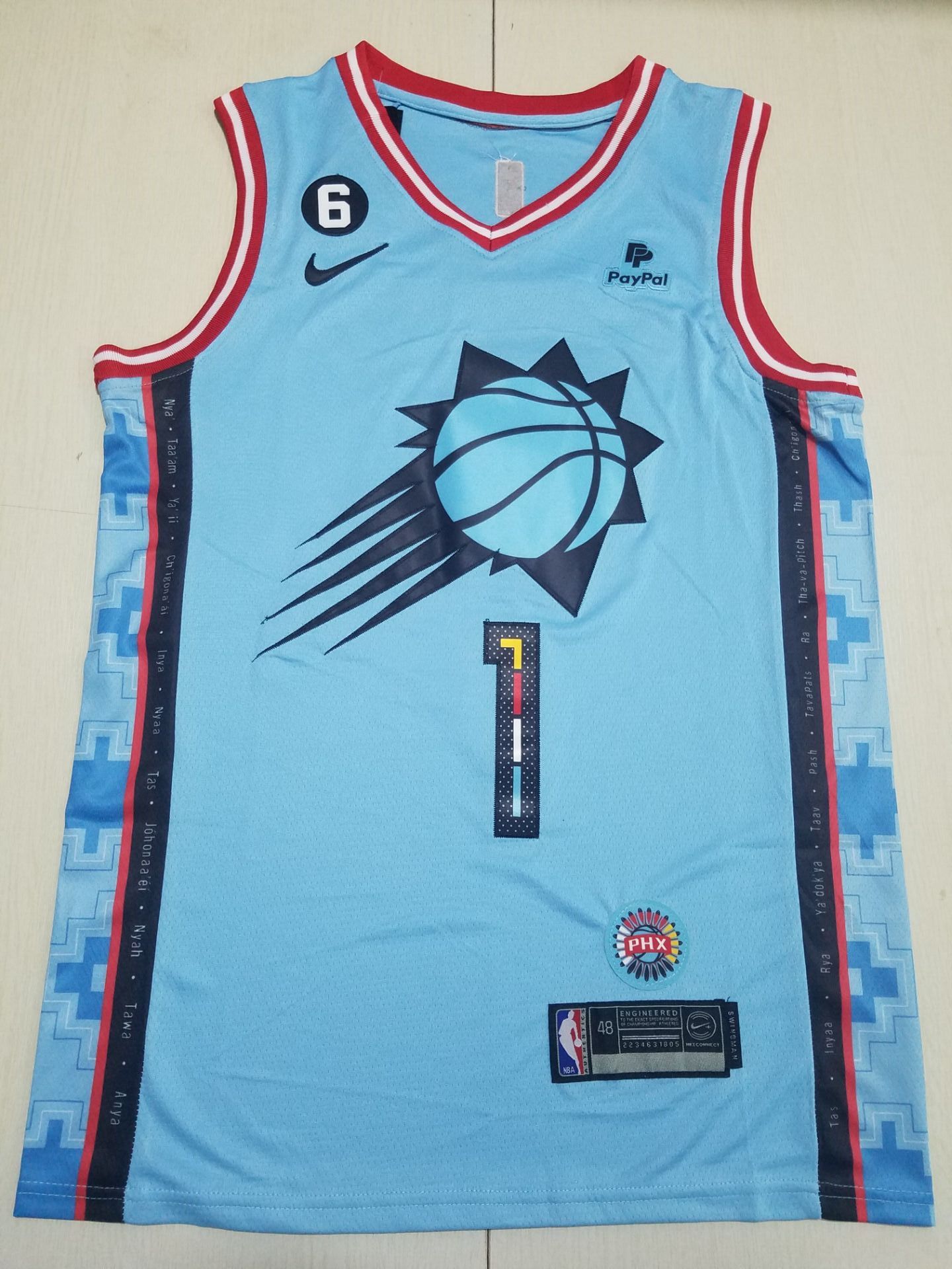 Men Phoenix Suns #1 Booker Light Blue Nike City Edition 2022 NBA Jersey->phoenix suns->NBA Jersey